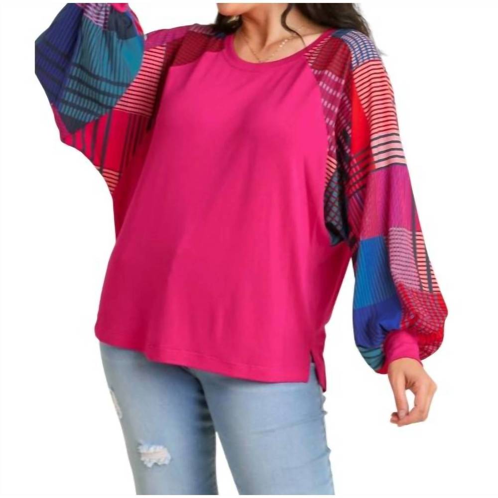NEW UMGEE mixed print long sleeves top in magenta